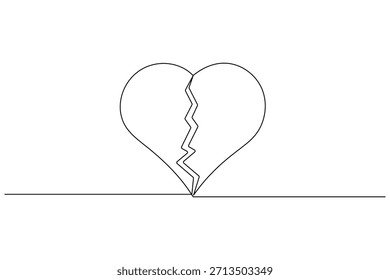 Forma de corazón mínima dibujada en una sola línea arte de línea romántica moderna