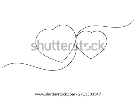 Minimal heart shape drawn in single line modern romantic line art