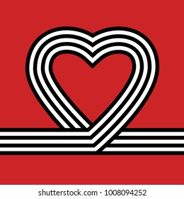 minimal heart symbol. Cool heart logo design.stripe ribbon style Vector illustration.