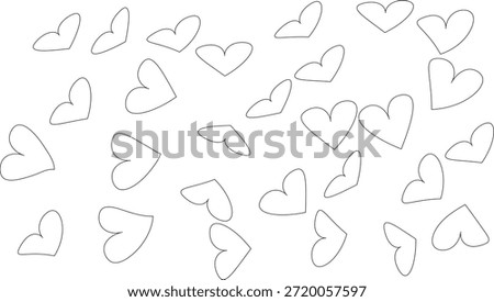 Minimal heart wing outline shapes and elongated love symbols in simple clean line art vector