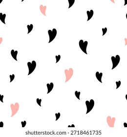 Minimal hearts seamless pattern, Valentines day, Valentine hearts background, Romantic repeat backdrop, Vector illustration.
