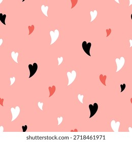 Patrón de corazones mínimos sin fisuras, día de San Valentín, fondo de corazones de San Valentín, fondo de repetición romántica, Ilustración vectorial.