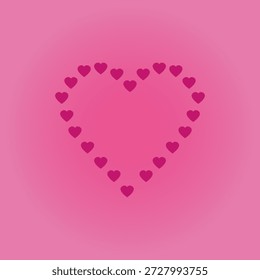 Minimal heart-shaped frame made of dark red icons on a bright pink backdrop. Perfect for romantic designs and greeting cards.