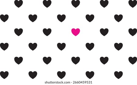  mínimo coração-forma sem emenda fundo padrão em design limpo, simples. Perfeito para projetos românticos modernos, convites, branding, têxteis e uso digital com charme elegante e sutil. EPS10