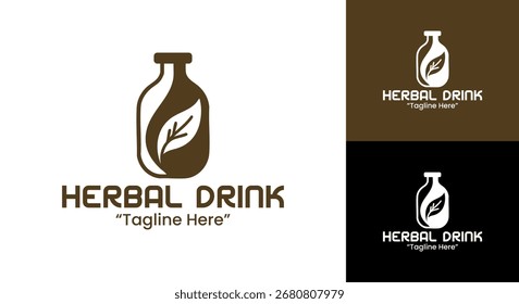 Um design de logotipo de bebida de ervas mínimas para lojas de bebidas naturais, cafés orgânicos e marcas de estilo de vida de bem-estar.