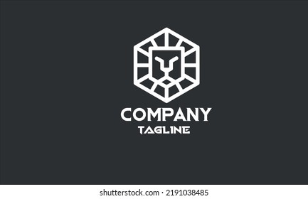 plantilla mínima del logotipo del león hexagonal