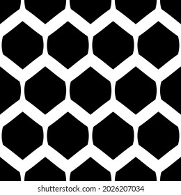 Minimal hexagona seamelss pattern. Vector black repeated hexagonal shape decor ornament.