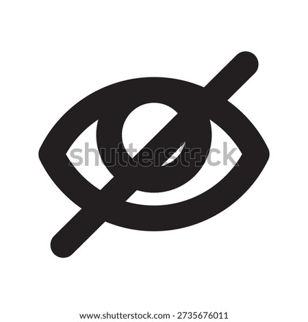 Minimal Hidden Eye Icon, Rounded Outline Visibility Off Symbol for App and Web UI. Editable stroke and pixel perfect at 24x24px