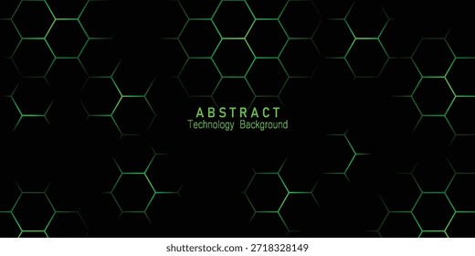 Fondo mínimo de alta tecnología con conexiones hexagonales de neón verde. eps10