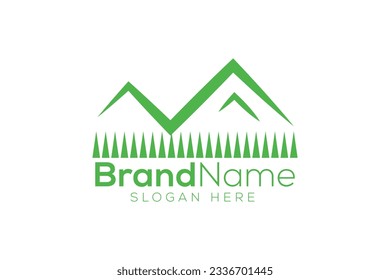 Minimal hill and turf logo design vector template