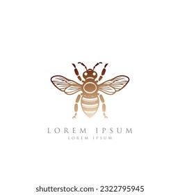 minimal hipster bee bumblebee logo icon vector in trendy simple linear line outline style. Bee Logo can be used for company, icon, and others. queen bee logo design. abstract Bee icon Logo design 