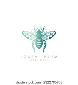 minimal hipster bee bumblebee logo icon vector in trendy simple linear line outline style. Bee Logo can be used for company, icon, and others. queen bee logo design. abstract Bee icon Logo design 
