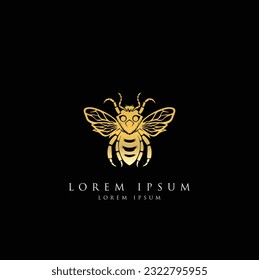 minimal hipster bee bumblebee logo icon vector in trendy simple linear line outline style. Bee Logo can be used for company, icon, and others. queen bee logo design. abstract Bee icon Logo design 