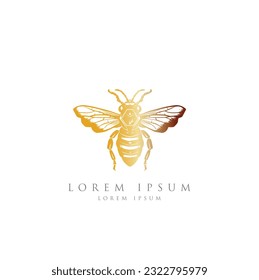 minimal hipster bee bumblebee logo icon vector in trendy simple linear line outline style. Bee Logo can be used for company, icon, and others. queen bee logo design. abstract Bee icon Logo design 