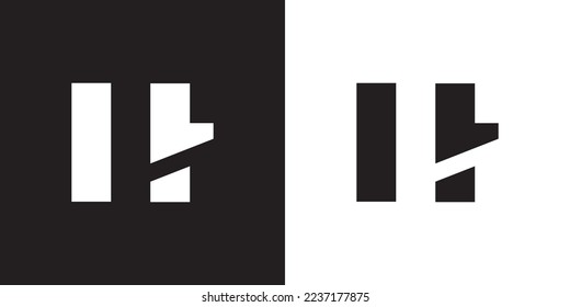 Minimal HL logo. Icon of a LH letter on a luxury background. Logo idea based on the HL monogram initials. Professional variety letter symbol and LH logo on black and white background.