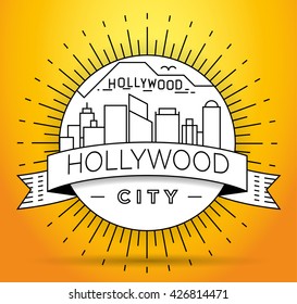 Minimal Hollywood Linear Skyline with Typographic Design