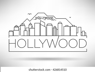 Diseño lineal minimo de Hollywood con diseño tipográfico