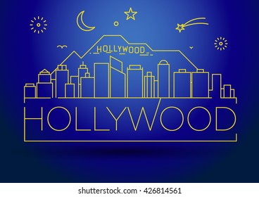 Minimal Hollywood Linear Skyline with Typographic Design