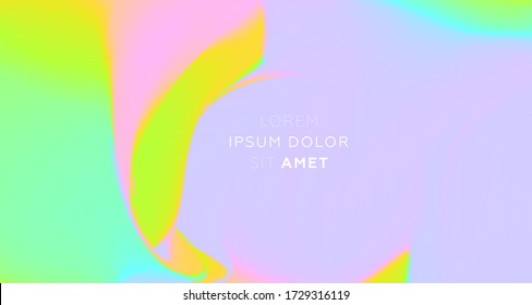 Minimal holographic iridescent colors wavy design for cover background and poster, placard, banner or flyer modern concept. Eps10 vector illustration