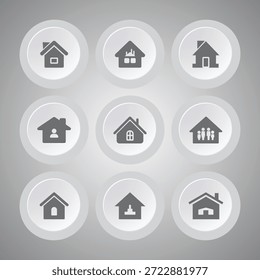 Icono casero mínimo fijado en estilo circular