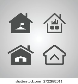 Conjunto de iconos de hogar mínimo para bienes raíces y propiedades