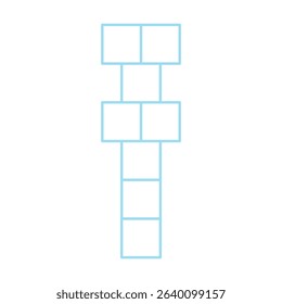 Minimal Hopscotch Game Icon in Light Blue Outline. Vector illustration
