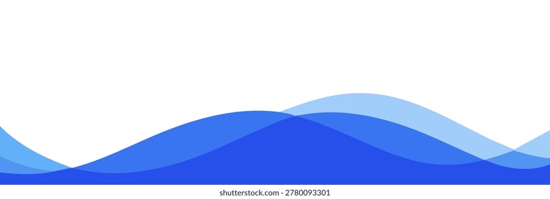 Minimal horizontal sea wave separator, simple blue water design vector illustration