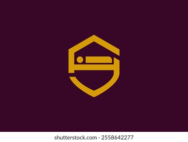 minimal hotel logo design with a shield symbol