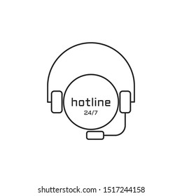 Minimal hotline icon. Thin line. Isolated on white background. 