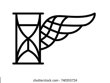 Minimal hourglass with wing icon design