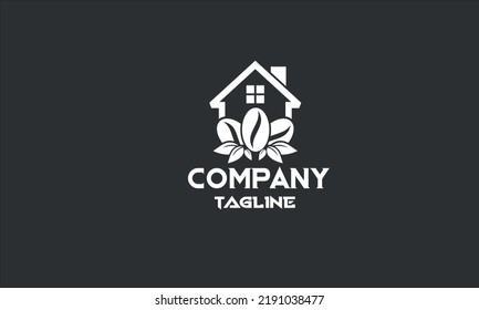 minimal house coffee logo template