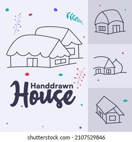 Minimal house and cottage perspective illustrations. Collection of isolated vector house cliparts.