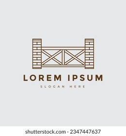 minimal house gate architecture door scurity logo design vector graphic illustration