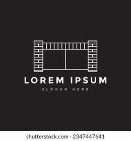 minimal house gate architecture door scurity logo design vector graphic illustration