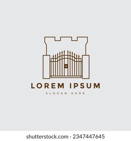 minimal house gate architecture door scurity logo design vector graphic illustration