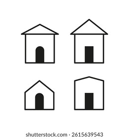 Minimal house icon. Basic home outline. Black residential symbol. Vector architectural shape.