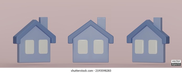 Minimal House Icon Isolated On Pink Background. Simple Small House Cartoon Style. Modern House, Real Estate, Mortgage, Loan Concept. House Emoji Vector 3d Design. 3d Vector Illustration.