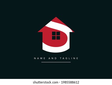 Minimal House Icon logo, Red and White House Icon