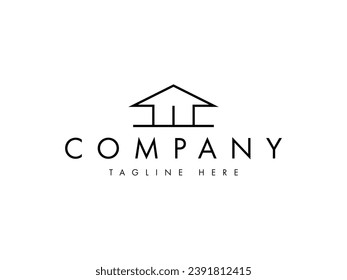 minimal house line logo design