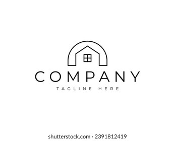 minimal house line logo design