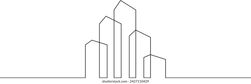 Minimal house logo design. Building structure symbol. Construction of houses.One continuous line . Line art. Minimal single line.White background. One line drawing.