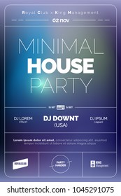 Minimal house party flyer. Dj gradient poster