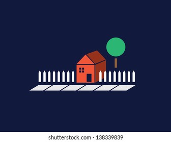 Minimal house with picket fence 