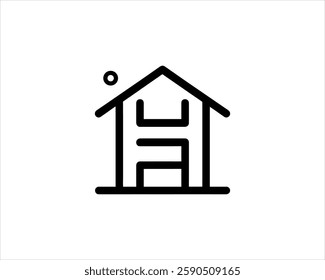 Minimal House or Real estate icon logo design template. Line art Real estate company logo. Simple house property design outline vector illustration
