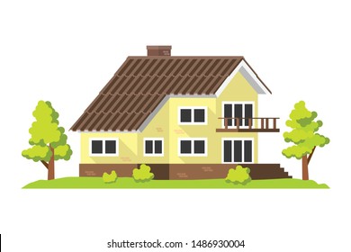 Minimal house in shadow flat style isolated vector