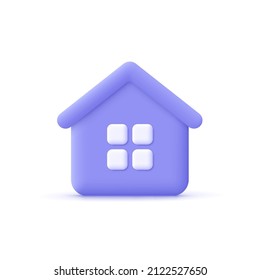 Minimal house symbol. Real estate, mortgage, loan concept. 3d vector icon. Cartoon minimal style. - Shutterstock ID 2122527650
