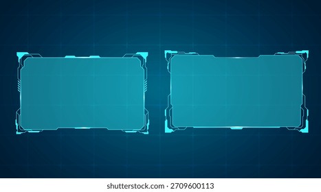 Cuadros de contorno HUD mínimos: Formas de contorno limpias para pantallas digitales.