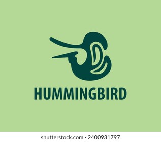 Minimal Hummingbird Logo Design Vector Template 