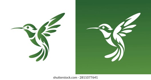 Minimal hummingbird vector. Elegant flying bird logo icon for branding, nature, and design.