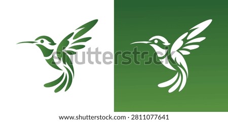 Minimal hummingbird vector. Elegant flying bird logo icon for branding, nature, and design.